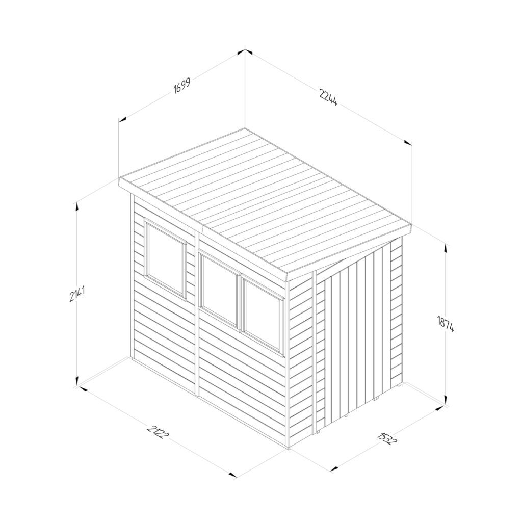 Timberdale 7×5 Pent Shed – Three Windows 5013053194751 2